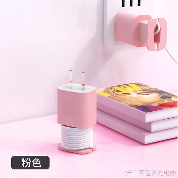 2 IN 1 Silicone Charger Protector with Cord Wrap, Silicone Power Adapter Case for iPhone, Snapback Charger Winder Compatible with 18W/20W Charger, 1.65 x 1.1 inches (Charger not Included) (Pink)