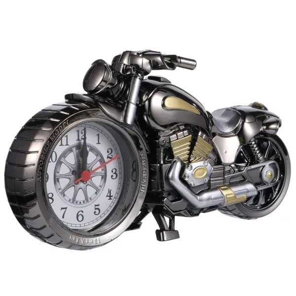 Motorcycle Design Desktop Alarm Clock – Stylish Tabletop Home & Office Decor (mate black)