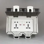 Universal Outdoor Wall Socket, Weatherproof Power Outlet with Cover, Waterproof IP66 2-Gang Switched Socket (White)