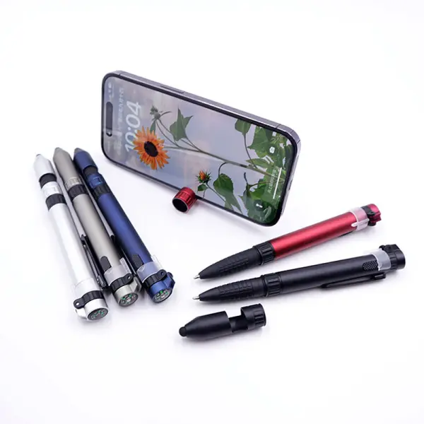 6-in-1 Multifunctional Pen with LED Light, Stylus, Compass | Outdoor Survival Tool for Military, Travel & Emergency