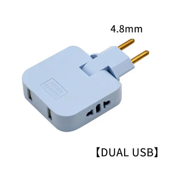 4-in-1 Multi Travel Socket Plug with USB Power Converter Adapter, 180° Rotating (Blue)