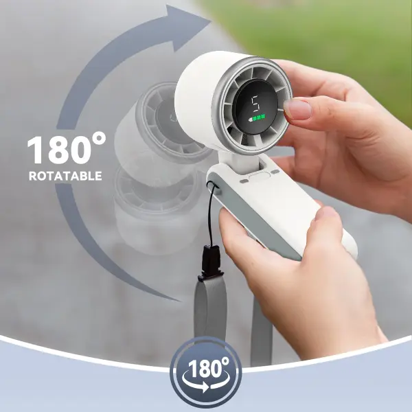 Portable Handheld Turbo Fan - 5 Gear High Speed 4000mAh Rechargeable Mini Personal Hand Fan Blow Cold Air, Battery Operated Travel Essentials, Beach Vacation, Gifts for Women, Men (White)