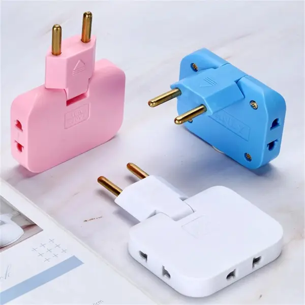 3-in-1 Adapter Plug 180° Rotatable Wireless Mini Slim Outlet Multi-Foldable EU/US Converter 2-Pin Rotate Plug | Foldable 3 Plug Socket | Ultra-Thin Space-Saving Wall Adapter Smart & Sleek Design