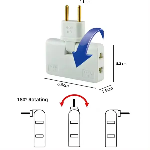 3-in-1 Adapter Plug 180° Rotatable Wireless Mini Slim Outlet Multi-Foldable EU/US Converter 2-Pin Rotate Plug | Foldable 3 Plug Socket | Ultra-Thin Space-Saving Wall Adapter Smart & Sleek Design