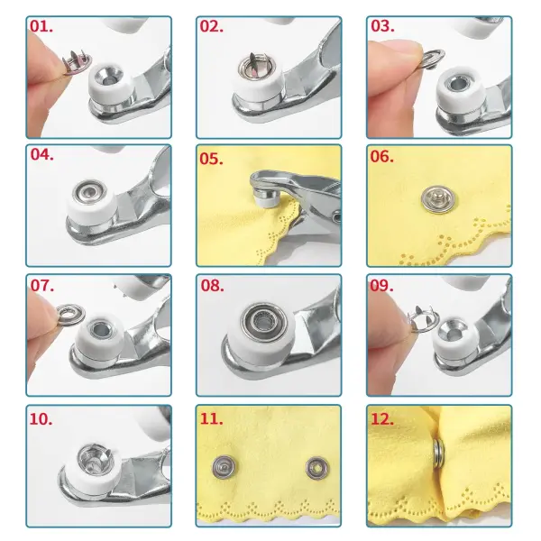 100/ Sets Metal Snaps Buttons with Fastener Pliers Press Tool Kit Perfect for DIY Crafts Clothes Hats and Sewing, Snap Button Fasteners Kit for Clothing Sewing