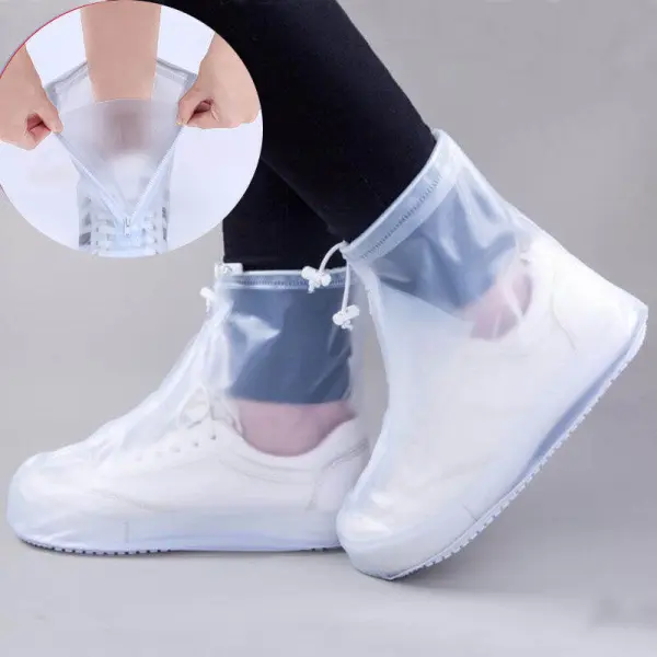 Waterproof Rain Shoe Covers | Non-Slip Reusable Shoes Cover for Men & Women | Rain Shoe Protector (Black L ( 39-40 ))