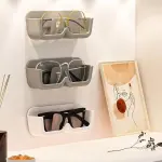 Wall Mounted Eyeglasses & Sunglasses Organizer Storage Display Holder (No Drill, Adhesive) (CLEAR)