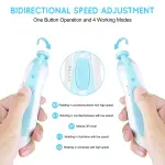 Nail File Drill for Baby No Sharp Claws Hurt, 6 in 1 Safety Cutter Trimmer Clipper for Toes and Fingers( blue & Pink) (Rectangular Blue)