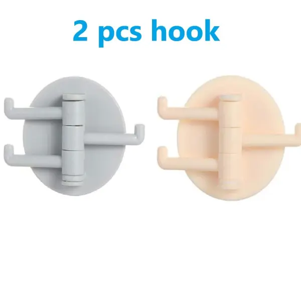 Multifunctional Bathroom Wall Shelf with Rotating Hook | Strong Hook Rack | Free Punching Seamless Trace Wall Organizer (Multicolor 2 pcs)