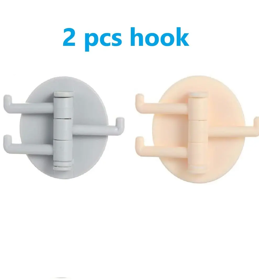Multifunctional Bathroom Wall Shelf with Rotating Hook | Strong Hook Rack | Free Punching Seamless Trace Wall Organizer (Multicolor 2 pcs)