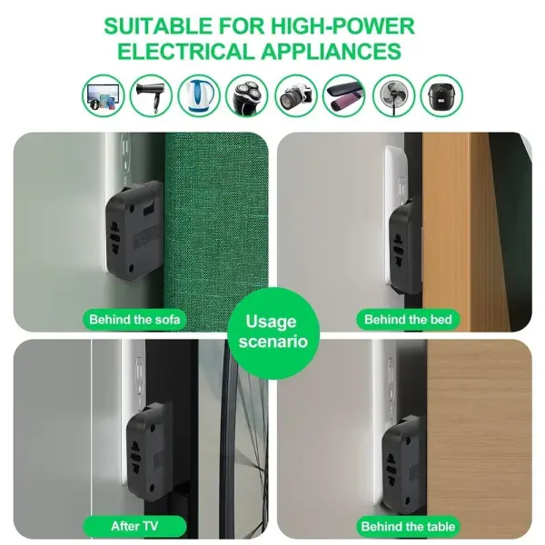 4-in-1 Multi Travel Socket Plug with USB Power Converter Adapter, 180° Rotating (White)