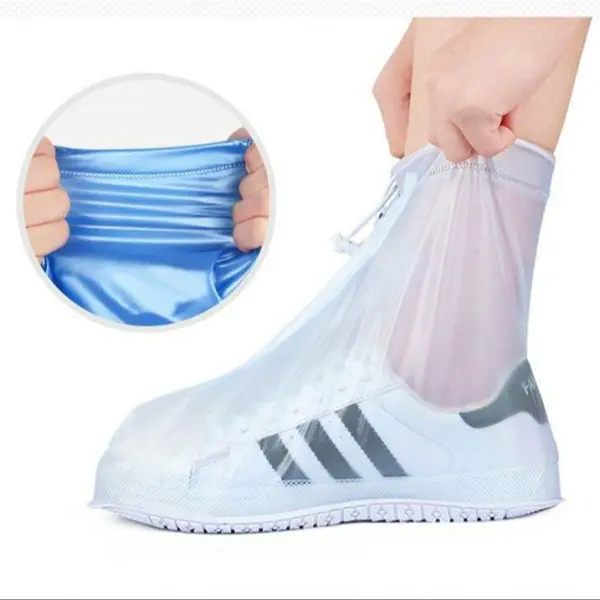 Waterproof Rain Shoe Covers | Non-Slip Reusable Shoes Cover for Men & Women | Rain Shoe Protector (Black (41-42))