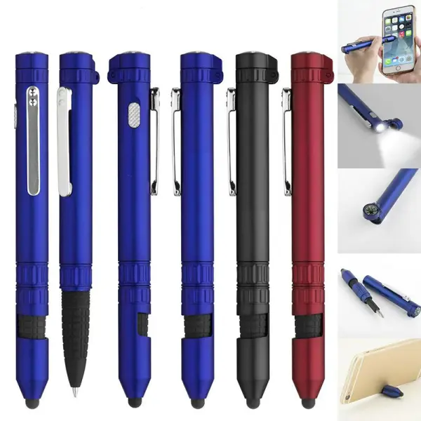6-in-1 Multifunctional Pen with LED Light, Stylus, Compass | Outdoor Survival Tool for Military, Travel & Emergency