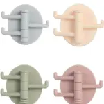 Multifunctional Bathroom Wall Shelf with Rotating Hook | Strong Hook Rack | Free Punching Seamless Trace Wall Organizer (Multicolor 2 pcs)