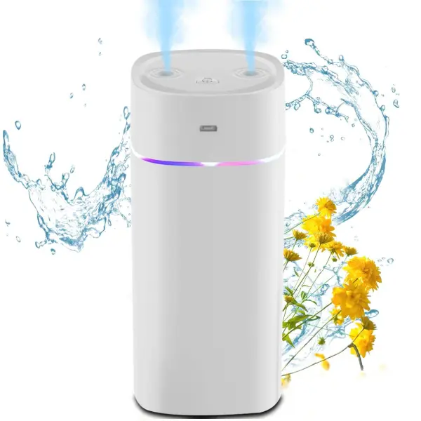 600ML Dual Spray Air Humidifier with Night Light – Silent Cool Mist Diffuser & Air Purifier for Home, Office, Bedroom, and Ca