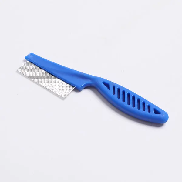 Flea Lice Comb, Stainless Steel Dog Cat Grooming Combs with Rounded Teeth, Double Sided Professional Pet Tear Stain Remover, Dematting Tool for Small, Medium & Large Pets (Long Handle  14*3)
