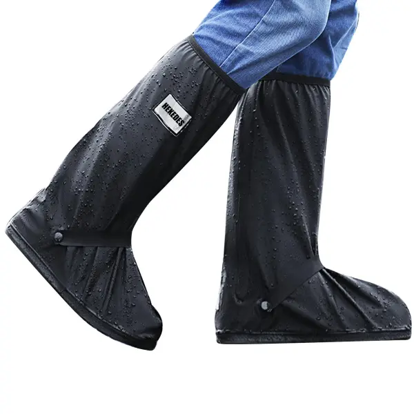 Waterproof Shoe Covers, Reusable & Foldable Rain Boot Shoe Cover with Zipper, Non-Slip, Reflector, Men Women Rain Gear, Black (Black L size (40-42))