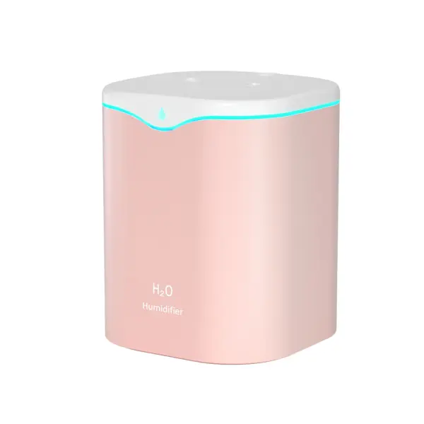 Portable USB Air Humidifier 2000ML (2L) – Green Dual Spray Whisper-Quiet Bedroom & Home Humidifier green ,pink ,white (Pink)