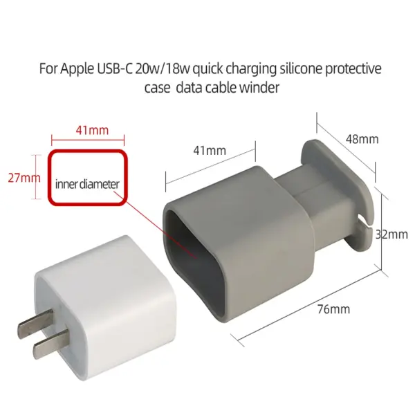 2 IN 1 Silicone Charger Protector with Cord Wrap, Silicone Power Adapter Case for iPhone, Snapback Charger Winder Compatible with 18W/20W Charger, 1.65 x 1.1 inches (Charger not Included) (Pink)