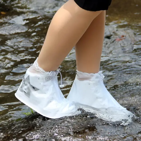 Waterproof Rain Shoe Covers | Non-Slip Reusable Shoes Cover for Men & Women | Rain Shoe Protector (Black (41-42))