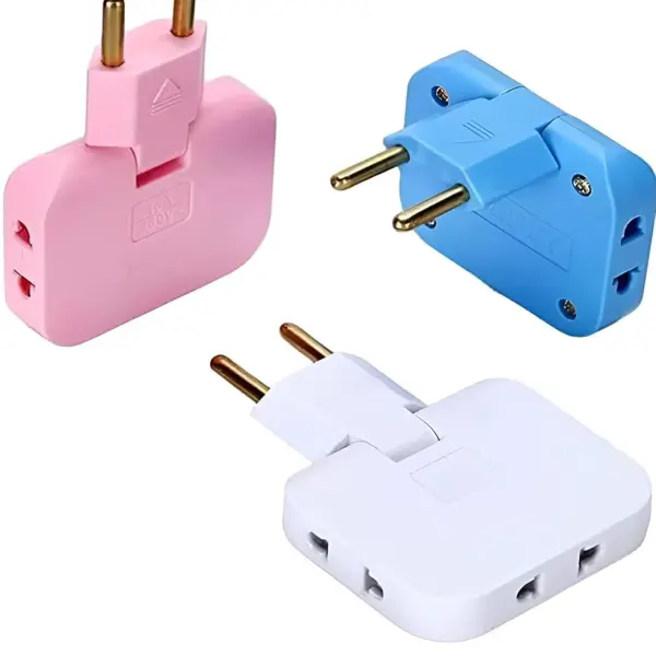 3-in-1 Adapter Plug 180° Rotatable Wireless Mini Slim Outlet Multi-Foldable EU/US Converter 2-Pin Rotate Plug | Foldable 3 Plug Socket | Ultra-Thin Space-Saving Wall Adapter Smart & Sleek Design
