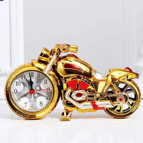 Motorcycle Design Desktop Alarm Clock – Stylish Tabletop Home & Office Decor  Golden color (gold two color)