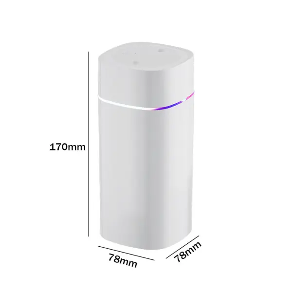 600ML Dual Spray Air Humidifier with Night Light – Silent Cool Mist Diffuser & Air Purifier for Home, Office, Bedroom, and Car (Light White)