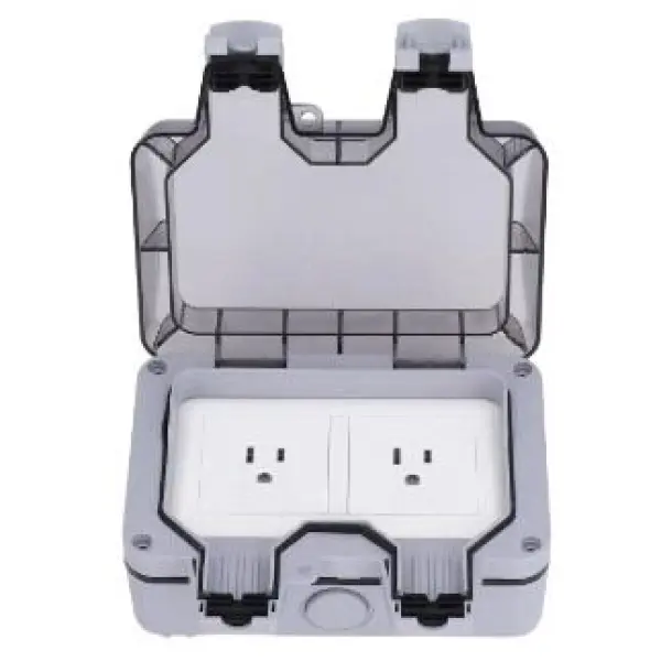 Weatherproof Wall Socket Box, 15A 250V IP66 Waterproof Outdoor Waterproof Socket Vertical Install US Style Good Sealing with Screw for Gardens for Garages