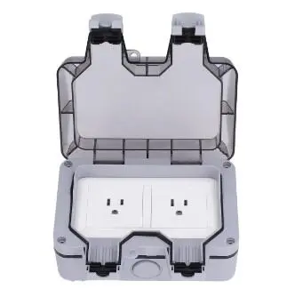 Weatherproof Wall Socket Box, 15A 250V IP66 Waterproof Outdoor Waterproof Socket Vertical Install US Style Good Sealing with Screw for Gardens for Garages