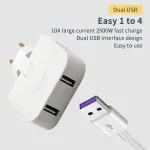 4-in-1 Multi Travel Socket Plug with USB Power Converter Adapter, 180° Rotating (Blue)