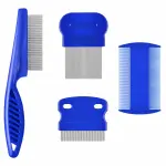 Flea Lice Comb, Stainless Steel Dog Cat Grooming Combs with Rounded Teeth, Double Sided Professional Pet Tear Stain Remover, Dematting Tool for Small, Medium & Large Pets (Naked opp 5.5cm*6cm)