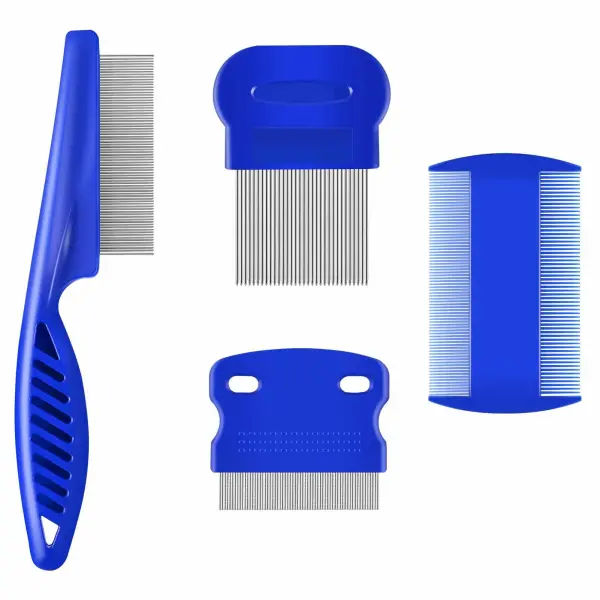 Flea Lice Comb, Stainless Steel Dog Cat Grooming Combs with Rounded Teeth, Double Sided Professional Pet Tear Stain Remover, Dematting Tool for Small, Medium & Large Pets (Naked opp 5.5cm*6cm)