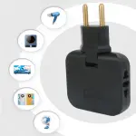 3-in-1 Adapter Plug 180° Rotatable Wireless Mini Slim Outlet Multi-Foldable EU/US Converter 2-Pin Rotate Plug | Foldable 3 Plug Socket | Ultra-Thin Space-Saving Wall Adapter Smart & Sleek Design