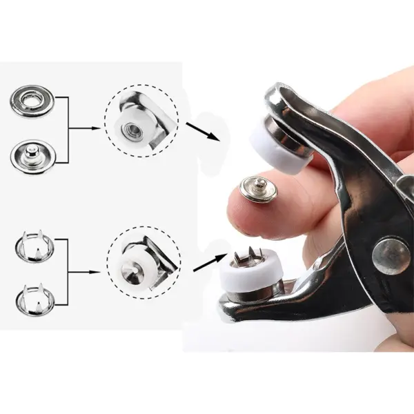 100 Sets Metal Snaps Buttons with Fastener Pliers Press Tool Kit Perfect for DIY Crafts Clothes Hats and Sewing, Snap Button Fasteners Kit for Clothing Sewing
