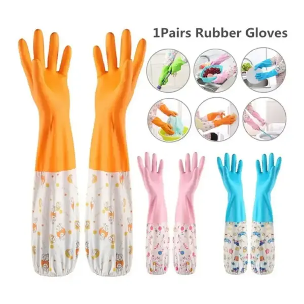 Reusable Waterproof Household Latex Hand Gloves for Kitchen Dish Washing Laundry Cleaning Gardening and Sanitation, pack of 2 (Green)