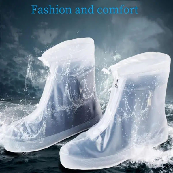 Waterproof Rain Shoe Covers | Non-Slip Reusable Shoes Cover for Men & Women | Rain Shoe Protector (Black (41-42))
