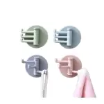 Multifunctional Bathroom Wall Shelf with Rotating Hook | Strong Hook Rack | Free Punching Seamless Trace Wall Organizer (Multicolor 2 pcs)
