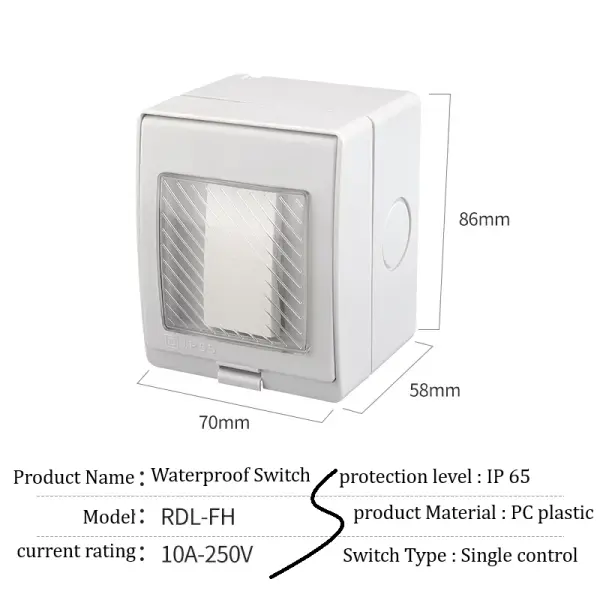 AC110-250V 20A Wall Switches 2 Gang 1 Way Waterproof Press Button Wall Light Switches Switch Socket (white 3 gang)