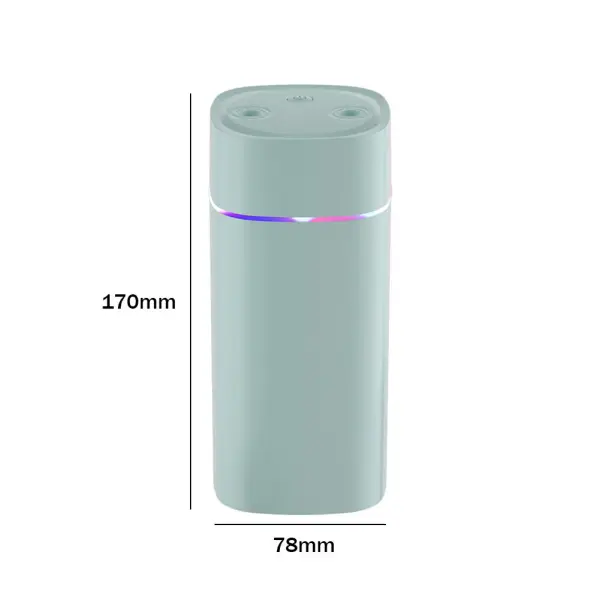 600ML Dual Spray Air Humidifier with Night Light – Silent Cool Mist Diffuser & Air Purifier for Home, Office, Bedroom, and Car (light pink)