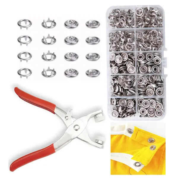 100/ Sets Metal Snaps Buttons with Fastener Pliers Press Tool Kit Perfect for DIY Crafts Clothes Hats and Sewing, Snap Button Fasteners Kit for Clothing Sewing