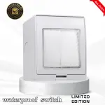 AC110-250V 20A Wall Switches 2 Gang 1 Way Waterproof Press Button Wall Light Switches Switch Socket (white 3 gang)