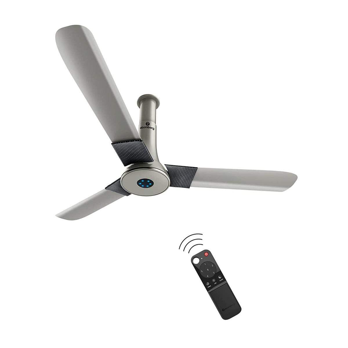 atomberg Studio+ 1200mm BLDC Motor 5 Star Rated Ceiling Fans for Home with Remote Control | Upto 65% Energy Saving High Speed Fan with LED Lights | 2+1 Year Warranty (Sand Grey)
