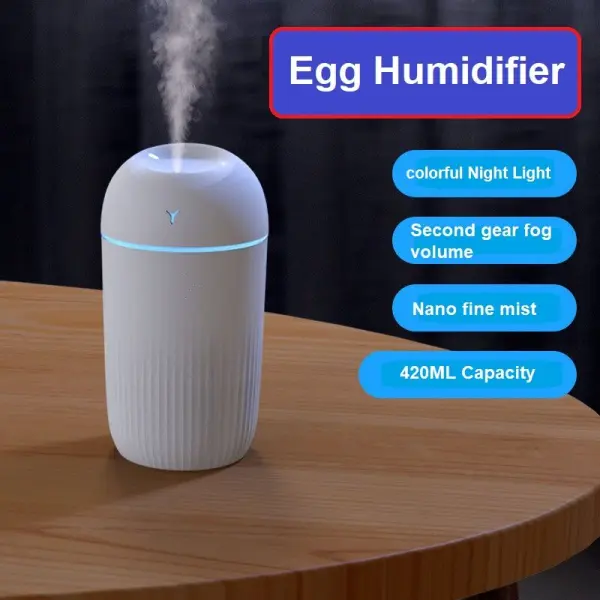 Electric Air Humidifier With Colorful Night Light 420ML Essential Oil Diffuser Fragrance Diffuser USB Cool Mist Sprayer Purifier (Pink)