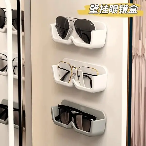 Wall Mounted Eyeglasses & Sunglasses Organizer Storage Display Holder (No Drill, Adhesive) (Blue Gray)