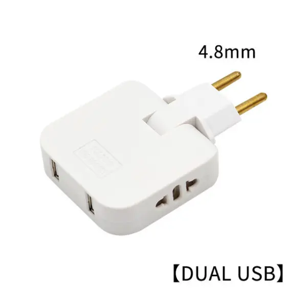 4-in-1 Multi Travel Socket Plug with USB Power Converter Adapter, 180° Rotating (White)