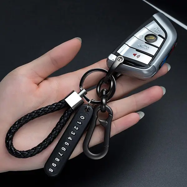 Anti-Lost Metal Keychain with Phone Number Tag | Double Pendant Keyring for Car, Bike, Office & Home Keys