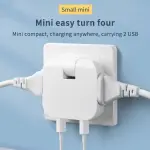 4-in-1 Multi Travel Socket Plug with USB Power Converter Adapter, 180° Rotating (White)