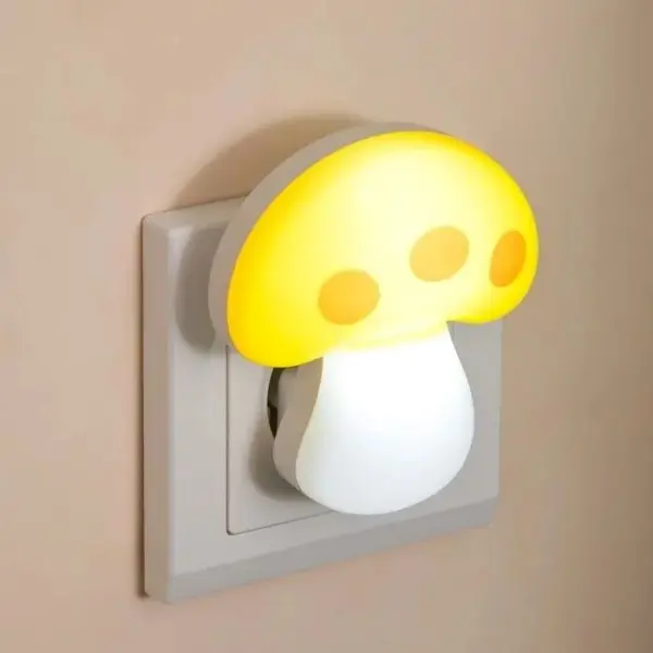icall LED Mushroom Night Light | Plug-in Decorative Lamp for Bedroom | Living Room | Hallway | Office | Soft Glow Ambient Lighting | Energy Efficient Wall Light