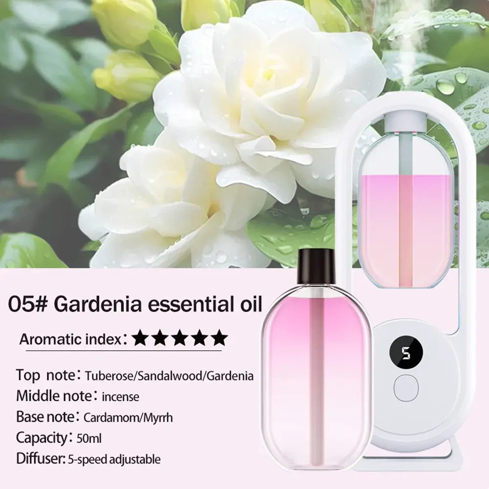 Intelligent Wall Mounted Automatic Aromatherapy Diffuser – Essential Oil Freshener Machine for Home & Office ,bathroom ,car (1Gardenia 1Diffuser)