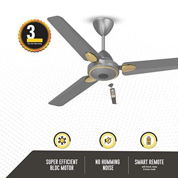Remote Control India's Most Energy Saving Certified Gorilla Efficio Ceiling Fan (Sand Grey)